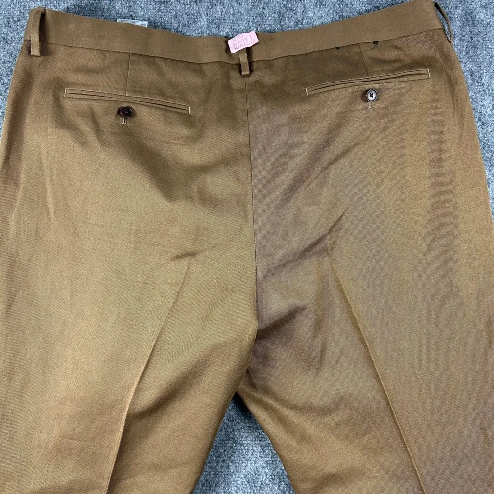 Banana Republic Dress Pants Mens 42R Brown Italian‎ Fabric Emmetex Cotton Linen